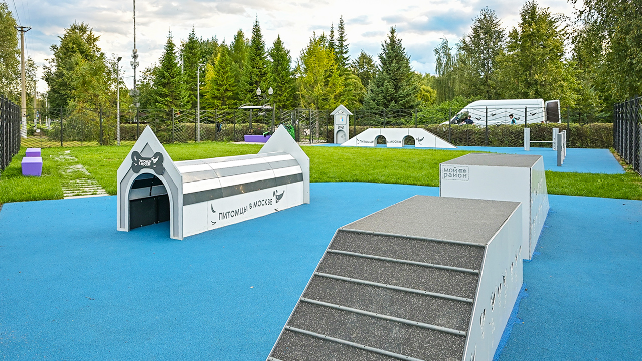 Площадка для выгула собак на Вешняковской улице в парке 