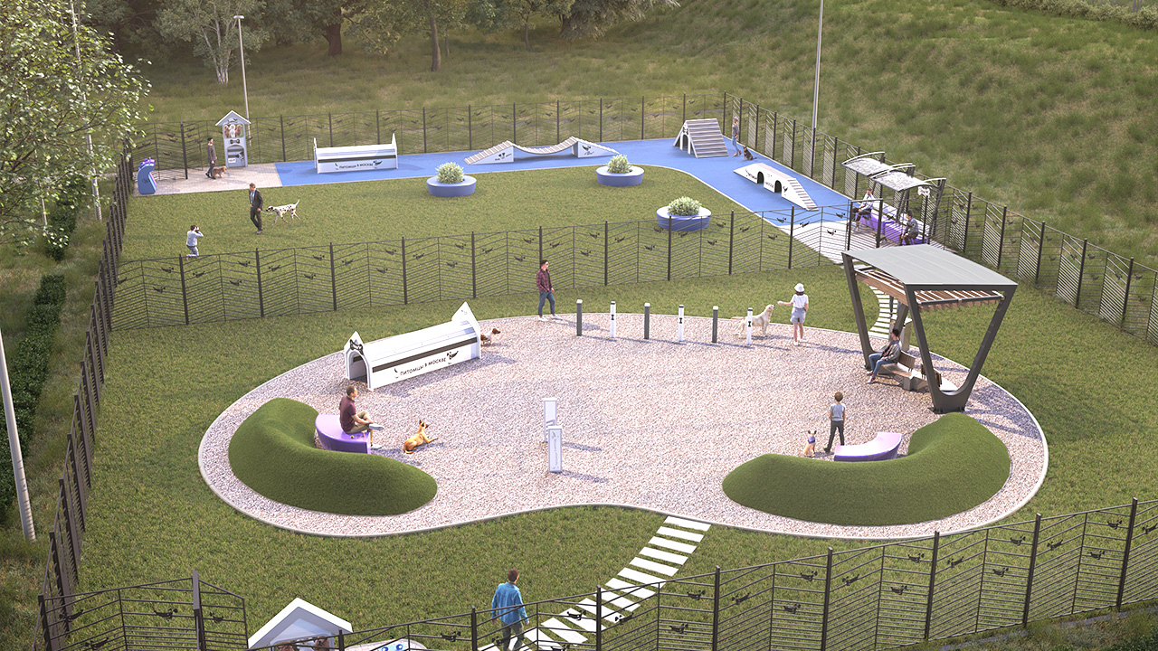 Площадка для выгула собак на Мичуринском проспекте (ТиНАО, Тропарево-Никулино)